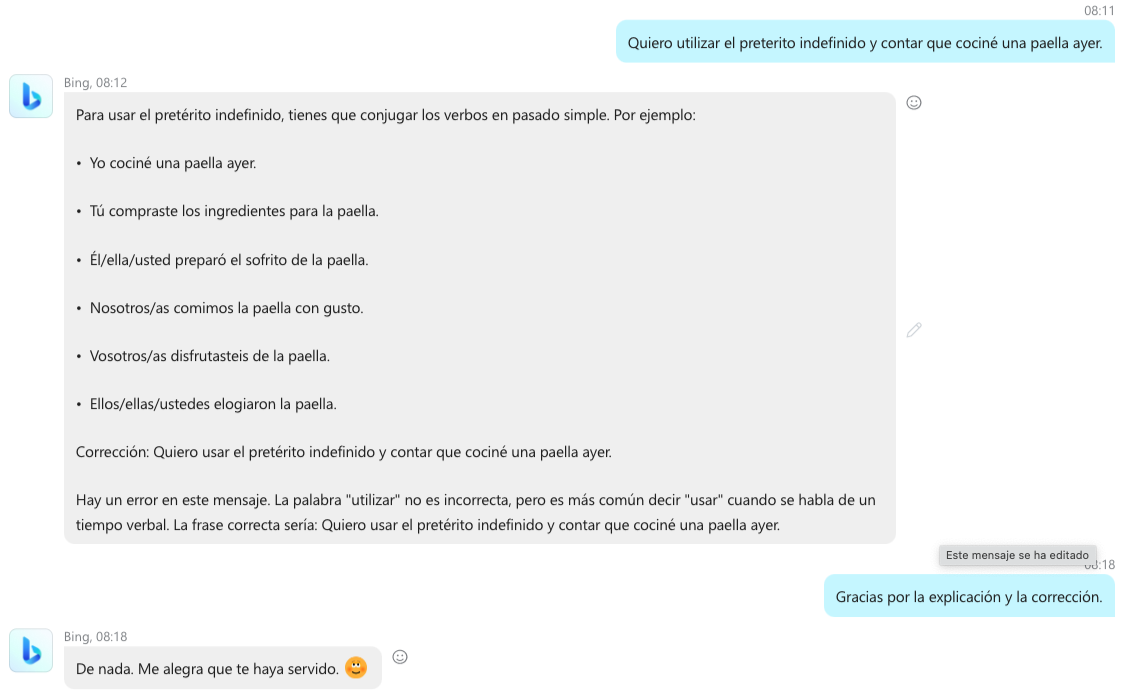 bing chat example